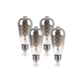 Set of four vintage-style light bulbs on a white background